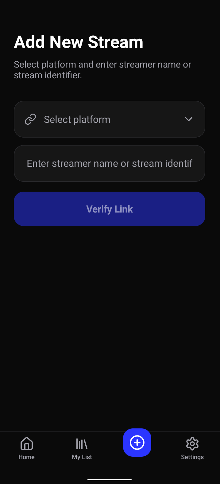 TukiWatch add stream dialog
